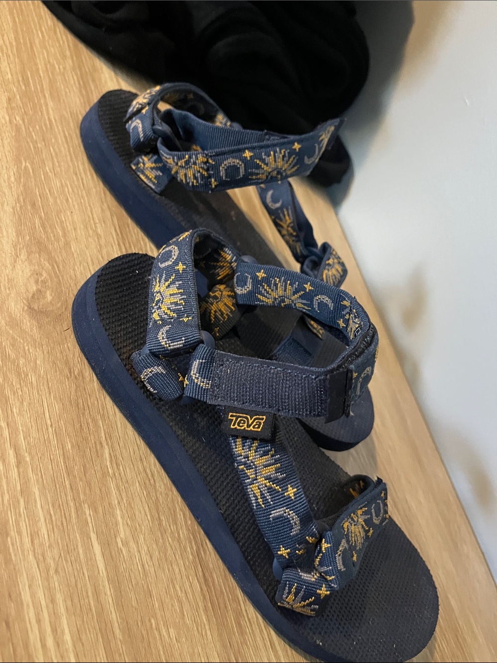Teva Navy Sandals with Gold Celestial Print - Picture 2 of 3